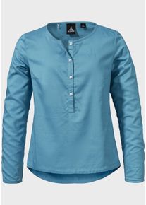 Sch&ouml;ffel Outdoorbluse SCH&Ouml;FFEL "Blouse Catania L", Damen, Gr. 44, blau (8225, blau), Oberstoff : 69% Baumwolle 25% Nylon 6% Hanf, bequem, Rundhals, Blusen Outdoorbluse