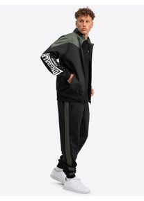 Trainingsanzug Lonsdale "CAUNTON", Herren, Gr. L, gr&uuml;n (schwarz, olive), Obermaterial: 95% Polyester, 5% Elasthan, Sportanz&uuml;ge Trainingsanzug