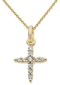 Kreuzanh&auml;nger Firetti "Schmuck Geschenk Gold 333 Halsschmuck Anh&auml;nger f&uuml;r Halskette Kreuz", gold (gelbgoldfarben, gwgetoentes, wei&szlig;), Schmuckanh&auml;nger, Damen, 0,08 P2 = erkennbare Einschl&uuml;sse, Diamanten Gelbgold 333, 0,4 g, Diamanten, Gelbgold 333, Kreuzanh&auml;nger, mit Brillanten