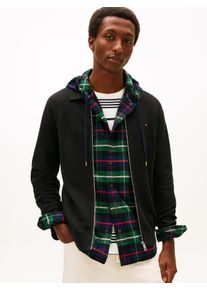 Cardigan Tommy Hilfiger "SEASONAL STRUCTURE", Herren, Gr. XXL, schwarz, Strick, Obermaterial: 100% Baumwolle, regular fit normal, Rippb&uuml;ndchen, Strickjacken Cardigan, strukturiert, mit Polokragen, regular fit, Topseller