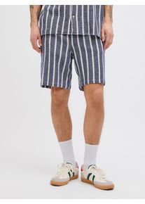 Jack & Jones Shorts JACK & JONES "JPSTJAIDEN COBA STRIPE JOG SHORT SRT SN", Damen, Gr. M, N-Gr, blau (ocean cavern), Web, Obermaterial: 100% Baumwolle, gestreift, relaxed fit kniefrei, Hosen Shorts