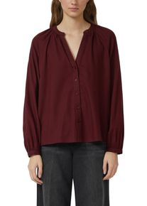 Langarmbluse s.Oliver, Damen, Gr. 36, schwarz merlot, Web, Obermaterial: 55% Baumwolle, 45% Viskose, unifarben, relaxed fit normal, V-Ausschnitt, elastischer Bund, Blusen Langarmbluse, mit Knopfleiste