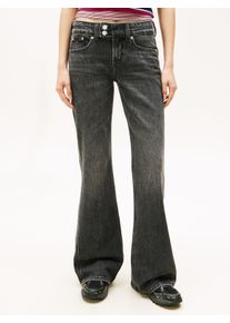 Bootcut-Jeans Tommy Jeans "SIA LOW BOOTCUT", Damen, Gr. 27, L&auml;nge 30, denim schwarz, Denim/Jeans, Obermaterial: 99% Baumwolle, 1% Elasthan, Abriebeffekte, bootcut fit kn&ouml;chellang, Jeans Bootcut-Jeans