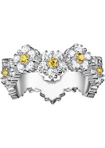 Fingerring Thomas Sabo "Lovely Daisy Ring" Gr. 60, bunt (silberfarben, wei&szlig;, gelb), Fingerringe, Damen, 60, Silber 925 (recycelt), 7,5mm, Fingerring, mit Zirkonia (synth.)