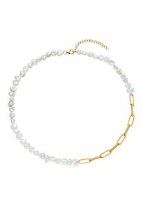 Perlenkette Firetti "Schmuck Geschenk Halsschmuck Halskette Perle", gold (gelbgoldfarben, wei&szlig;), Halsketten, Damen, Perlen Silber 925 (Sterlingsilber), L: 49, Perlen, Silber 925 (Sterlingsilber), Perlenkette, Made in Germany - mit S&uuml;&szlig;wasserzuchtperle