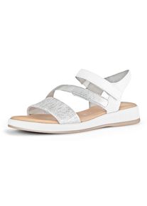 Keilsandalette Gabor "RHODOS", Damen, Gr. 40, bunt (silberfarben, wei&szlig;), Glattleder, Schuhe Keilsandalette, Sommerschuh, Sandale, in Komfort-Schuhweite G (=weit)