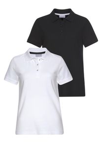 Poloshirt Eastwind, Damen, Gr. 44/46, schwarz-wei&szlig; (schwarz, wei&szlig;), Obermaterial: 100% Baumwolle, clean, gepflegt, unifarben, Basic, figurumspielend h&uuml;ftbedeckend, Shirts Poloshirt, figurumspielende Passform, Polokragen, Basic-Stil