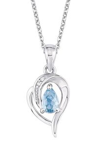 Kette mit Anh&auml;nger Amor "Herz", blau (silberfarben, kristallwei&szlig;, blau), Halsketten, Damen, Silber 925 (Sterlingsilber), L: 45, Kette mit Anh&auml;nger, mit Zirkonia (synth.)