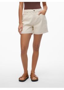 V&eacute;ro Moda Jeansshorts VERO MODA "VMZURI HR LOOSE SHORTS MIX NOOS", Damen, Gr. XS (34), N-Gr, beige (ecru), Denim/Jeans, Obermaterial: 80% Baumwolle, 20% Polyester, unifarben, Jeans Jeansshorts