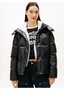 Steppjacke Tommy Jeans "TJW ALASKA GRID DWN JCKT SHINY", Damen, Gr. L (40), schwarz, Steppware, Obermaterial: 100% Nylon, unifarben, regular fit, Jacken Steppjacke