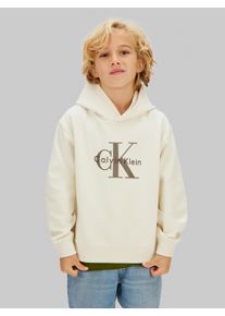 Kapuzensweatshirt Calvin Klein Jeans, Jungen, Gr. 14 (164), wei&szlig;cap gray, Sweatware, Obermaterial: 80% Baumwolle, 16% Polyester, 4% Elasthan, unifarben, regular fit normal, Rundhals, eingesetzt angesetztes B&uuml;ndchen, Sweatshirts Kapuzensweatshirt, Regular fit, f&uuml;r Kinder bis 16 Jahre