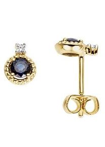 Paar Ohrstecker Firetti "Schmuck Geschenk Gold 333 Ohrschmuck Farbstein Edelstein Saphir", blau (gelbgoldfarben, wei&szlig;goldfarben, blau, blau), Ohrringe, Damen, 0,02 P2 = erkennbare Einschl&uuml;sse, Diamanten Gelbgold 333, Diamanten, Gelbgold 333, Paar Ohrstecker, mit Saphir - mit Brillant
