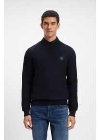 Strickpullover BOSS Orange "Anion", Herren, Gr. L, blau (dunkelblau404), Strick, Obermaterial: 95% Baumwolle, 5% Kaschmir, unifarben, regular fit normal, Rundhals, eingesetzt B&uuml;ndchen, Pullover Strickpullover, Rundhalsausschnitt, Regular Fit, BOSS-Label