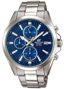 Chronograph CASIO EDIFICE, silber (blau, edelstahlfarben), Armbanduhren, Herren, Chronograph, Quarzuhr,Armbanduhr,Herrenuhr, Edelstahlarmband, bis 10bar wasserdicht