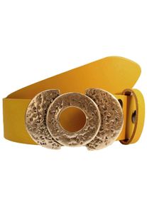 Lederg&uuml;rtel RETTUNGSRING G&Uuml;RTEL, Damen, Gr. 85, gelb, Leder, unifarben, G&uuml;rtel Lederg&uuml;rtel, mit austauschbarer Schlie&szlig;e &raquo;Kreiso&laquo;