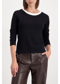 Langarmshirt monari "Shirt Basic Rippe 2in1", Damen, Gr. 46, schwarz, Rippstrick, Obermaterial: 94% Baumwolle, 6% Elasthan, unifarben, regular fit taillenbedeckt, Rundhals, eingesetzt gerader Abschluss, Shirts Langarmshirt, Regular fit mit Rundhalsausschnitt