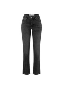 Straight-Jeans MAC "MACMELANIE", Damen, Gr. 46, L&auml;nge 28, grau basic, Denim/Jeans, Obermaterial: 77% Baumwolle, 10% Polyester, 10% Viskose, 3% Elasthan, straight fit kn&ouml;chellang, Jeans Straight-Jeans, Sportives Naht-Detail am Tascheneingriff