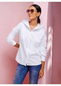 Langarmbluse Heine, Damen, Gr. 38, wei&szlig;, 97% Baumwolle, 3% Elasthan, unifarben, Blusen Langarmbluse