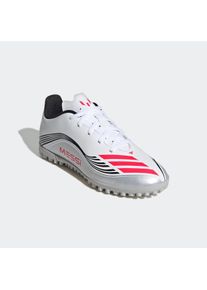 Fu&szlig;ballschuh adidas Performance "F50 MESSI CLUB KUNSTRASEN KINDER", Kinder, Gr. 34, silber (cloud wei&szlig;, lucid rot, silber metallic), Synthetik, Schuhe Fu&szlig;ballschuh, f&uuml;r harte Untergr&uuml;nde Asche und Kunstrasen, f&uuml;r Kinder & Jugendliche