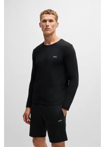 Langarmshirt BOSS "Mix&Match LS-Shirt R", Herren, Gr. XXL (56), schwarz (schwarz_001), Single Jersey, Obermaterial: 95% Baumwolle, 5% Elasthan, unifarben, Basic h&uuml;ftbedeckend, Rundhals, weit normaler Saum, Shirts Langarmshirt, mit BOSS Stickerei auf der Brust