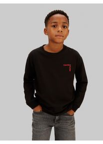 Langarmshirt Calvin Klein Jeans, Jungen, Gr. 16 (176), ck schwarz, Single Jersey, Obermaterial: 100% Baumwolle, unifarben, regular fit normal, Rundhals, eingesetzt angesetztes B&uuml;ndchen, Shirts Langarmshirt, Regular fit, f&uuml;r Kinder bis 16 Jahre