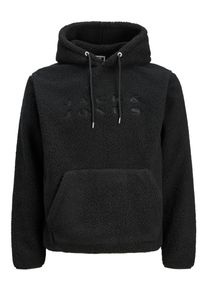 Jack & Jones Kapuzensweatshirt JACK & JONES "JCOFLARE TEDDY SWEAT HOOD", Herren, Gr. M, schwarz print:jj, angeraute Sweatware, Obermaterial: 100% Polyester, bedruckt, relaxed fit, hoch geschlossener Ausschnitt, Sweatshirts Kapuzensweatshirt
