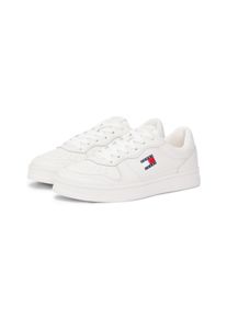 Plateausneaker Tommy Jeans "THE GREENWICH", Damen, Gr. 37, wei&szlig;, Leder, Lederimitat, Schuhe Plateausneaker, Schn&uuml;rschuh, Halbschuh, Freizeitschuh mit Ziern&auml;hten