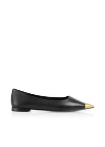 Ballerina Marc Cain "Collections", Damen, Gr. 41, schwarz goldfarben, Leder, metallic, Schuhe Ballerina, Blockabsatz, Pumps, Slipper, Abendschuh in eleganter, spitzer Form