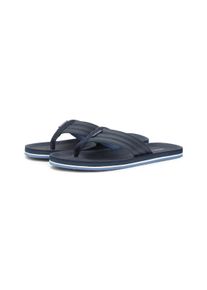 Zehentrenner Tommy Hilfiger "COMFORT PADDED PERF BEACH SANDAL", Herren, Gr. 48, dunkelblau, Lederimitat, Textil, Schuhe Zehentrenner, Sommerschuh, Strandschuh mit modischer Ziersteppung