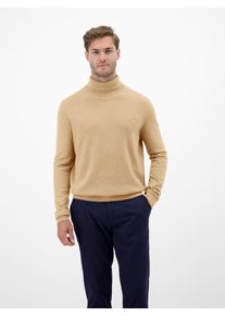 Rollkragenpullover Lerros, Herren, Gr. XXL, tender beige melange, Strick, Obermaterial: 88% Schurwolle, 12% Kaschmir, meliert, regular fit normal, ohne Ausschnitt, Rippb&uuml;ndchen, Pullover Rollkragenpullover, mit Logo-Stickerei und aus Schurwolle mit Kaschmir