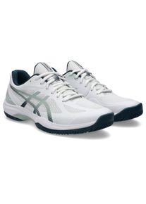 Hallenschuh asics "COURT HUNTER FF", Herren, Gr. 46, wei&szlig; (wei&szlig;, lichen rock), Synthetik, Schuhe Hallenschuh, besonders geeignet f&uuml;r Handball und Volleyball