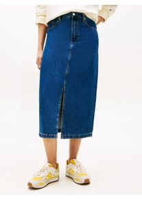 Jeansrock Tommy Hilfiger "DNM EMI MIDI STRAIGHT SKIRT HW", Damen, Gr. 42, emi, Web, Obermaterial: 100% Baumwolle, unifarben, straight fit wadenlang, R&ouml;cke Jeansrock