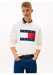 Sweatshirt Tommy Jeans "TJM BIG FLAG CREWNECK", Herren, Gr. L, ancient wei&szlig;, Sweatware, Obermaterial: 100% Baumwolle, Rundhals, B&uuml;ndchen, Sweatshirts Sweatshirt, regular fit