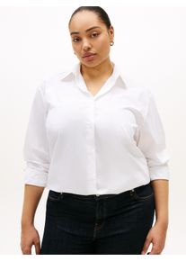 Hemdbluse Tommy Hilfiger Curve "CRV COTTON EASY SHIRT", Damen, Gr. 52, th optic wei&szlig;, Web, Obermaterial: 100% Baumwolle, unifarben, Po-bedeckend, Manschette, Blusen Hemdbluse, in gro&szlig;en Gr&ouml;&szlig;en, Baumwolle