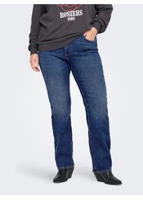 Straight-Jeans Only CARMAKOMA "CARCRUZ EX HW STRAIGHT DNM PIMBOX BF", Damen, Gr. 44, L&auml;nge 32, medium blau denim, Denim/Jeans, Obermaterial: 60% Baumwolle, 29% Polyester, 9% Viskose, 2% Elasthan, unifarben, Jeans Straight-Jeans