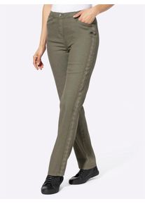 Bequeme Jeans Classic Basics, Damen, Gr. 46, Normalgr&ouml;&szlig;en, gr&uuml;n (khaki), 81% Baumwolle, 17% Polyester, 2% Elasthan, unifarben, lang, Jeans Bequeme Jeans