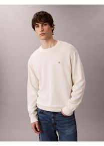 Strickpullover Calvin Klein Jeans "LS EZ COTTON CREWNK SWEATER 12GG", Herren, Gr. L, tofu, Strick, Obermaterial: 100% Baumwolle, l&auml;ssig geschnitten normal, Rundhals, angeschnitten Rippb&uuml;ndchen, Pullover Strickpullover, Mit Rundhalsausschnitt