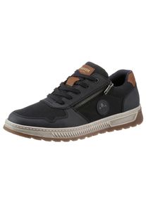 Sneaker Rieker, Herren, Gr. 44, bunt (dunkelblau, braun), Nubuklederimitat, unifarben mit Farbeinsatz, Schuhe Sneaker, Freizeitschuh, Halbschuh, Schn&uuml;rschuh mit Kontrastbesatz, Topseller