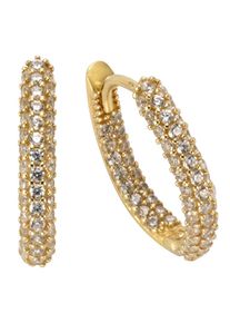 Paar Creolen Firetti "Schmuck Geschenk Gold 375 Ohrschmuck Creole", gold (goldfarben, kristallwei&szlig;), Ohrringe, Damen, 15mm, Gelbgold 375, Paar Creolen, mit Zirkonia (synth.)