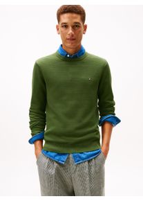 Rundhalspullover Tommy Hilfiger "SEASONAL STRUCTURE", Herren, Gr. XL, mountain pine, Strick, Obermaterial: 100% Baumwolle, regular fit, Rundhals, Pullover Rundhalspullover, mit Struktur, Rundhals, regular fit