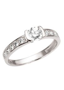 Goldring Firetti "Schmuck Geschenk Gold 333 Vorsteckring, Verlobungsring" Gr. 18, wei&szlig; (wei&szlig;goldfarben, kristallwei&szlig;), Fingerringe, Damen, 18, Wei&szlig;gold 333, 2,4mm, Goldring, mit Zirkonia (synth.)