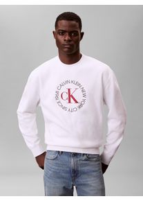 Sweatshirt Calvin Klein Jeans, Herren, Gr. M, hellwei&szlig;, Sweatware, Obermaterial: 92% Baumwolle, 8% Polyester, unifarben, regular fit normal, Rundhals, eingesetzt B&uuml;ndchen, Sweatshirts Sweatshirt, Regular fit mit Rundhalsausschnitt