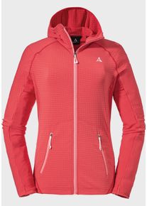 Sch&ouml;ffel Fleecejacke SCH&Ouml;FFEL "Fleece Hoody Monte Sart L", Damen, Gr. 38, rot (2003, rot), Oberstoff : 91% Polyester 9% Elasthan, regular fit, hoch geschlossener Ausschnitt, Jacken Fleecejacke