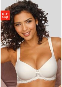 Schalen-BH Lascana, Damen, Gr. 85, Cup D, beige (creme), Microtouch, Obermaterial: 85% Polyamid, 15% Elasthan, BHs Schalen-BH, mit B&uuml;gel, nahtlos vorgeformte Cups, Spitzendetails, Dessous