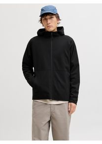 Jack & Jones Sweatshirt JACK & JONES "JJEBASE SWEAT ZIP HOOD SN", Herren, Gr. M, schwarz, angeraute Sweatware, Obermaterial: 75% Polyester, 21% Baumwolle, 4% Elasthan, unifarben, Sweatshirts Sweatshirt, mit Kaputze