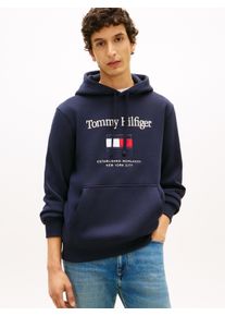 Hoodie Tommy Hilfiger "TOMMY EMBRO FLAG", Herren, Gr. L, desert sky, Sweatware, Obermaterial: 64% Baumwolle, 36% Polyester, regular fit, Rippb&uuml;ndchen, Sweatshirts Hoodie, normale Passform, Stickerei