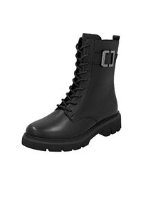 Schn&uuml;rboots Remonte, Damen, Gr. 41, schwarz, Leder, unifarben, Basic, Schuhe Schn&uuml;rboots, Stiefelette, Boots, Profilsohle, Blockabsatz mit Zierschnalle