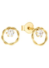 Paar Ohrstecker Amor "2032500", gold (goldfarben,wei&szlig;, kristallwei&szlig;), Ohrringe, Damen, 7mm, Gelbgold 585, Paar Ohrstecker, mit Zirkonia (synth.)