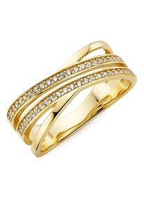 Fingerring "Schmuck Geschenk Silbering" Gr. 58, gelbgoldfarben, kristallwei&szlig;, ANISTON JEWELRY & WATCHES, Fingerringe, Damen, 58, Silber 925 (Sterlingsilber), 7,5mm, Fingerring, mit Zirkonia (synth.)