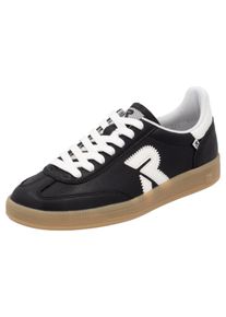 Sneaker RIEKER SPORT "San Diego Swing2GO", Damen, Gr. 37, schwarz-wei&szlig; (schwarz, wei&szlig;), Leder, Schuhe Sneaker, Retro-Sneaker, Freizeitschuh, Halbschuh mit herausnehmbarem Fu&szlig;bett